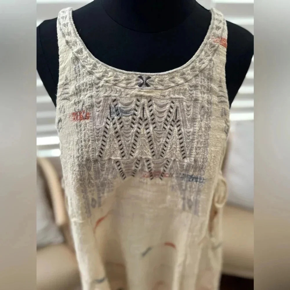 Free People Cream Patterned Mini Dress with Subtle Multicolor Accents - Picture 4 of 8